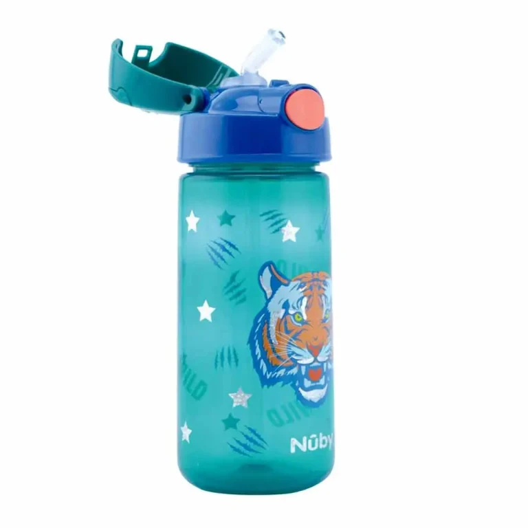 Поильник Nuby с мягким носиком и трубочкой Tritan Тигр 540мл 6+ мес