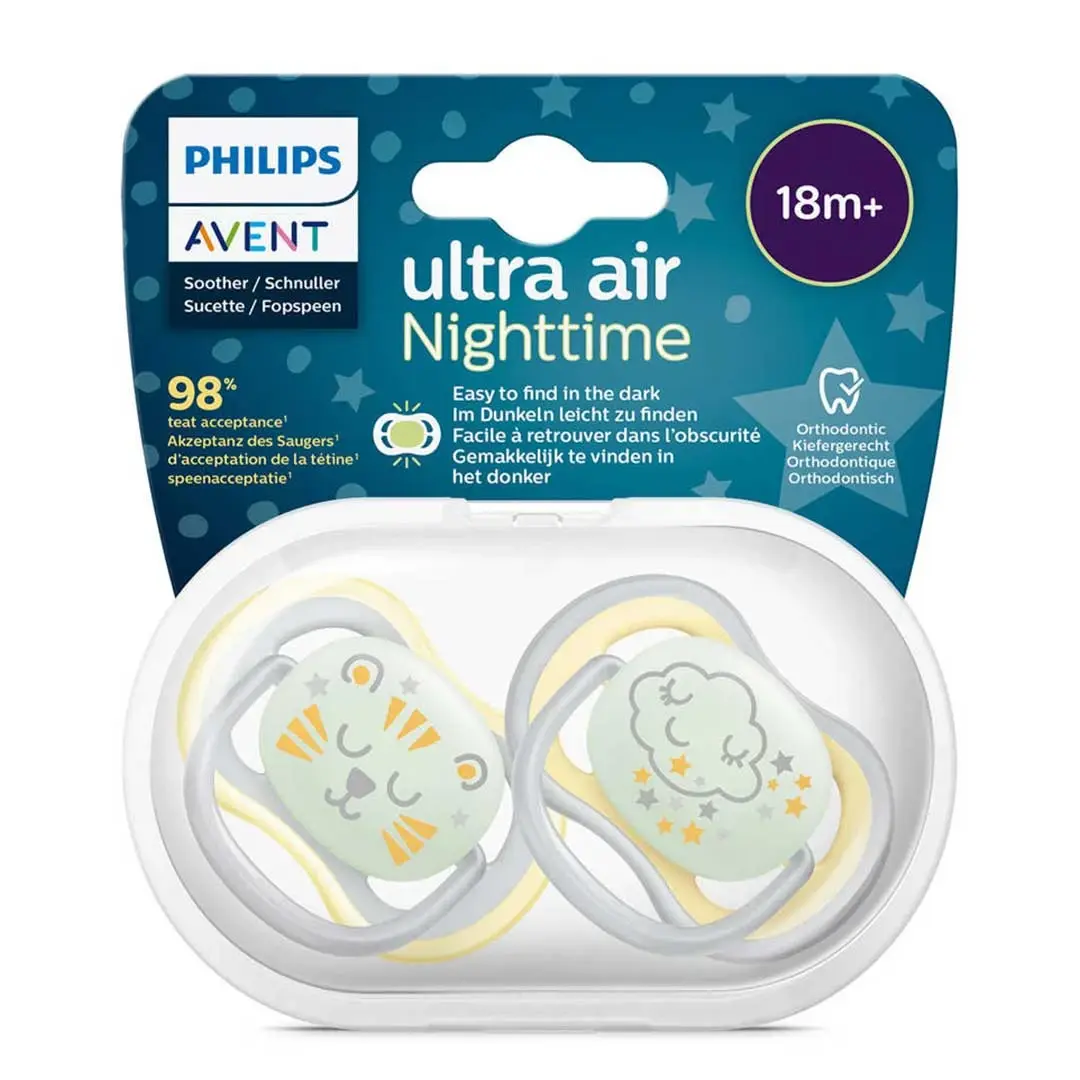 Пустышка Philips Avent Ultra Air Nighttime Звездный тигренок 18+ мес 2 шт