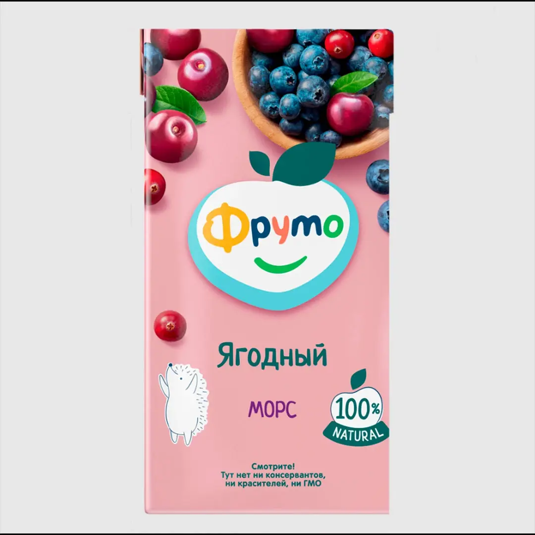Морс ФрутоНяня из клюквы, черники и вишни, 500 мл, с 5+ мес