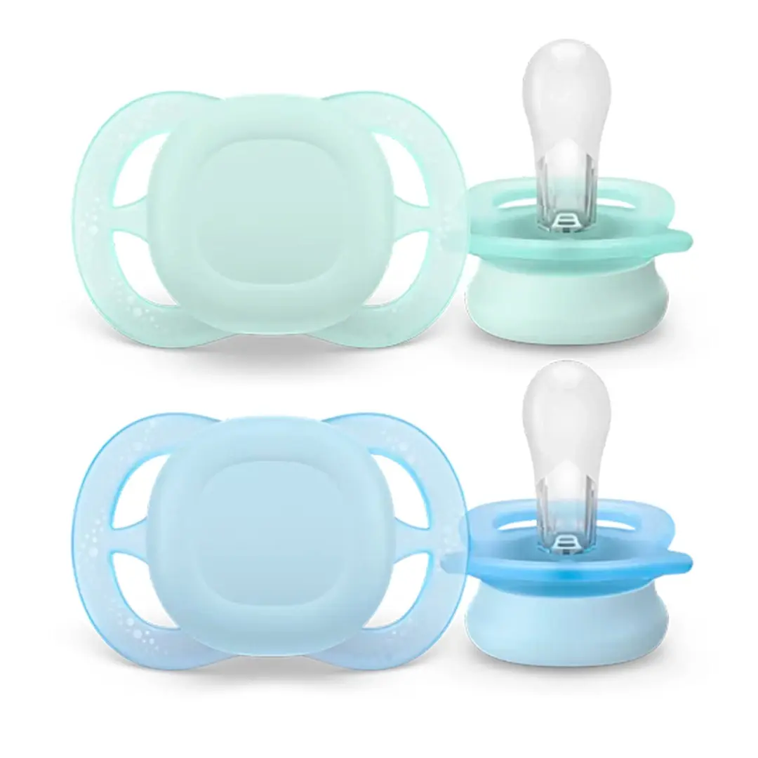 Пустышка Philips Avent Ultrastart Однотонные Ментоловый, Голубой 0-2 мес 2 шт