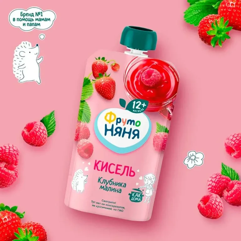 Кисель ФрутоНяня из клубники и малины, 130 г, с 12+ мес