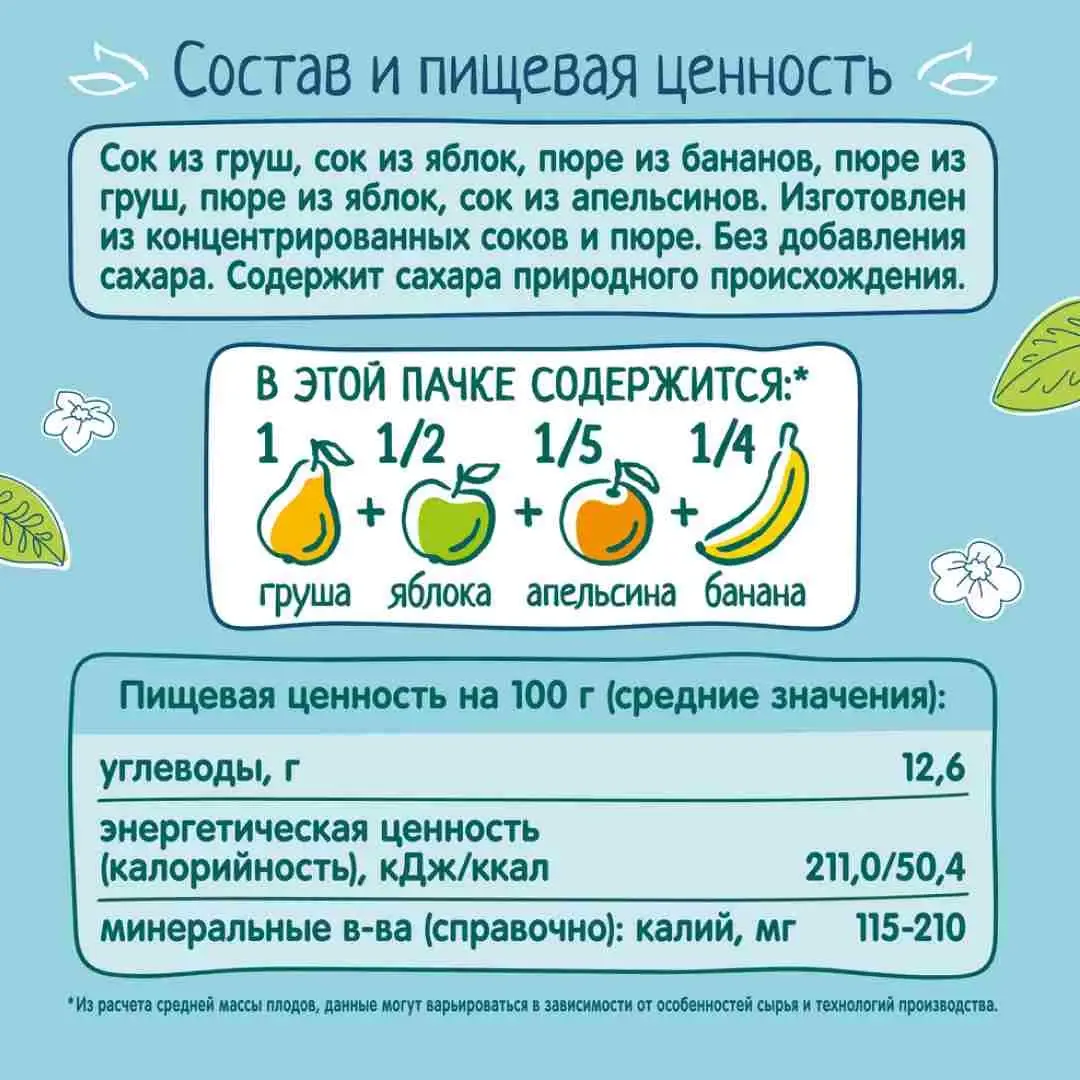 Сок ФрутоНяня мультифруктовый 200 мл 6+ месяцев