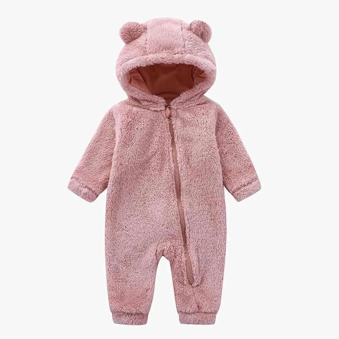 Плюшевый комбинезон Baby series однотонный с ушками Розовый