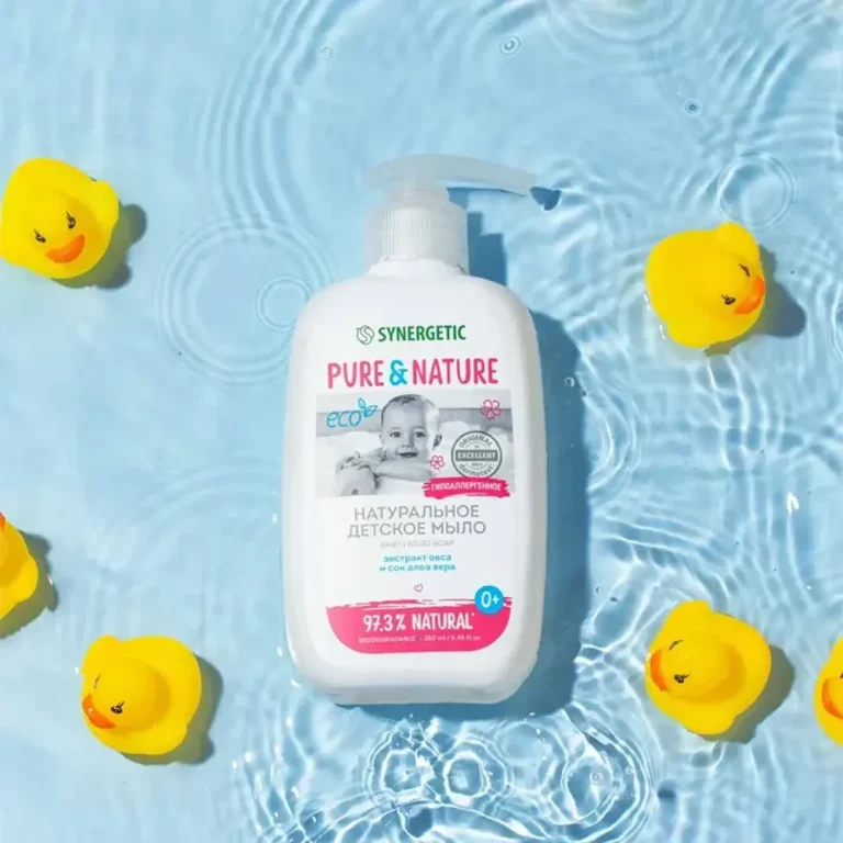 Жидкое мыло Synergetic PURE & NATURE гипоаллергенное с экстрактом овса и соком алоэ вера 0+ 250 мл