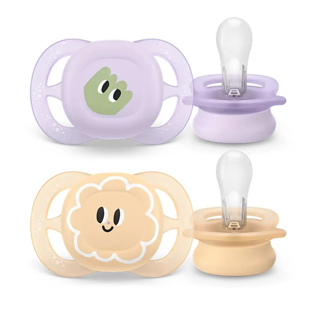 Пустышка Philips Avent Ultrastart Рожицы Фиолетовый, желтый 0-2 мес 2 шт