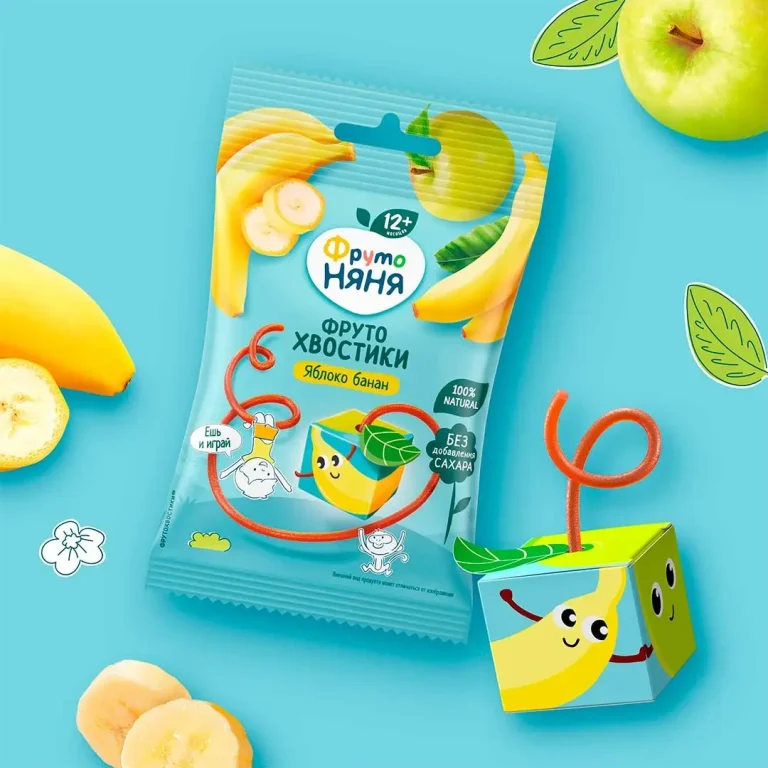 ФрутоНяня ФрутоХвостики с яблоком и бананом, 15 г, с 12+ мес