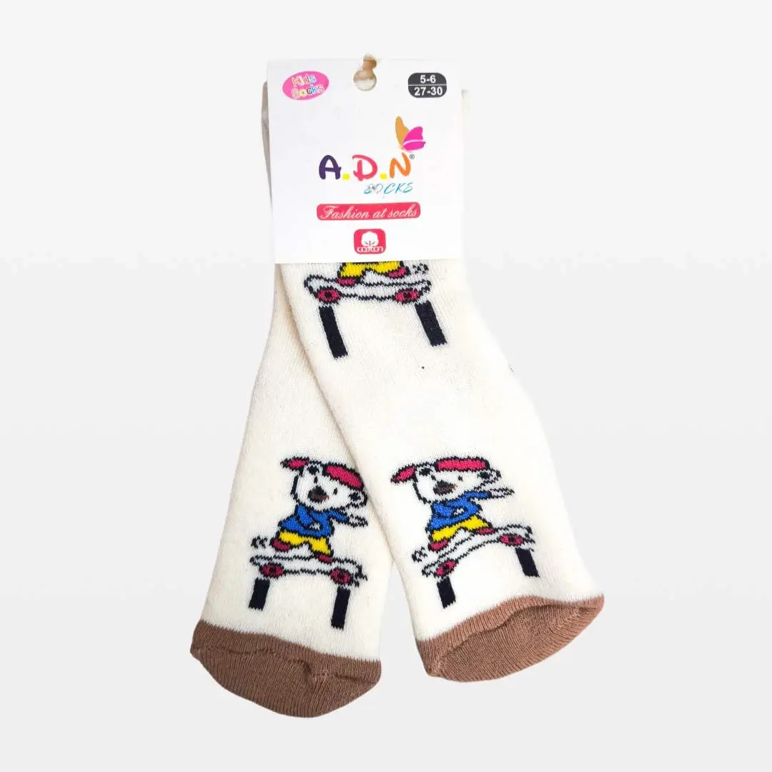 Носки A.D.N Socks Медведь на скейте Бежевый