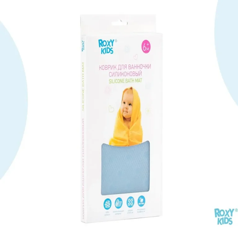 Силиконовый коврик для ванны ROXY-KIDS Голубой 42*25 см