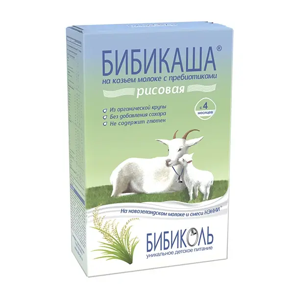 Каша Бибиколь на козьем молоке рисовая 200 гр. 4+ мес.