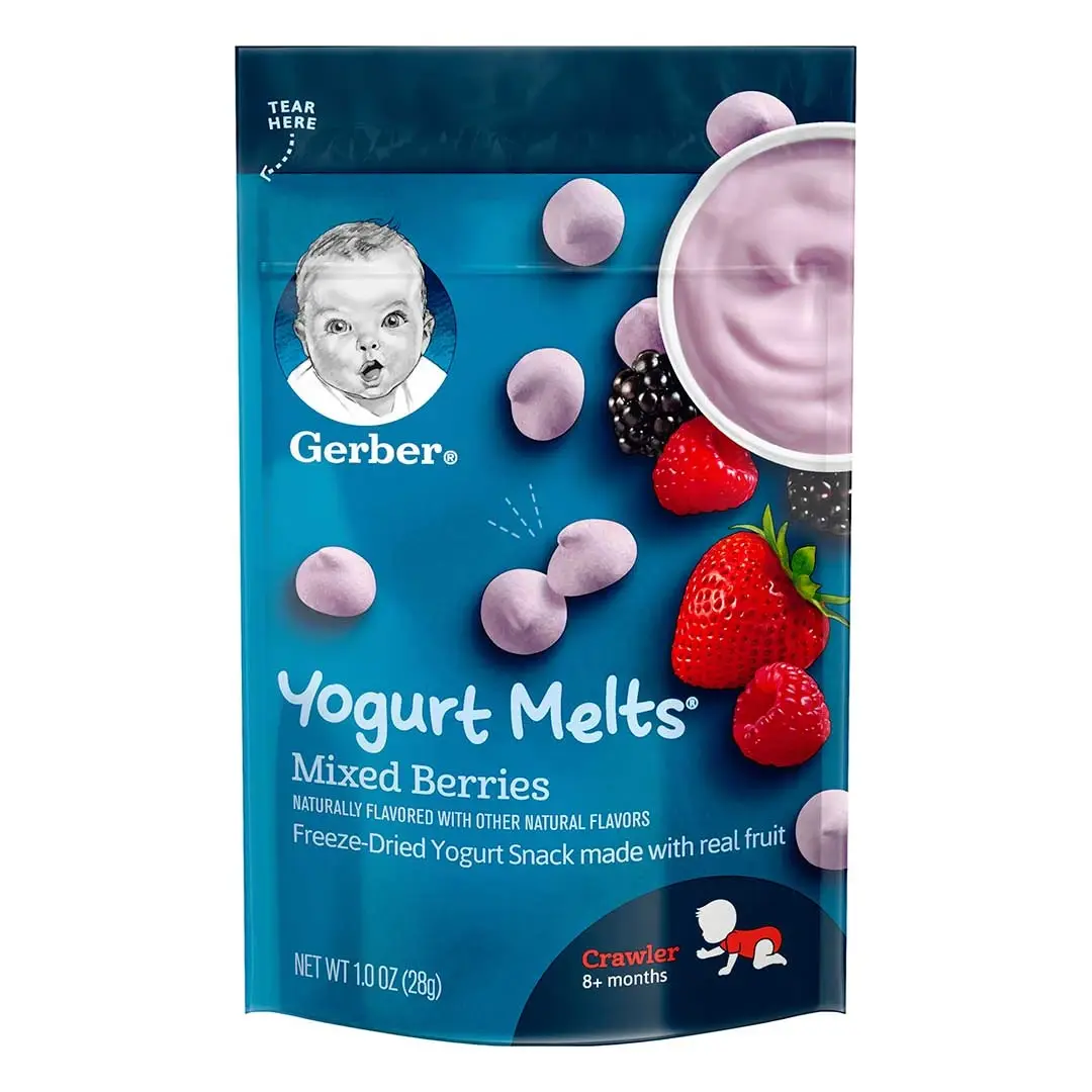Йогуртовые микс шарики Gerber клубника малина ежевика 8+ мес 28 гр