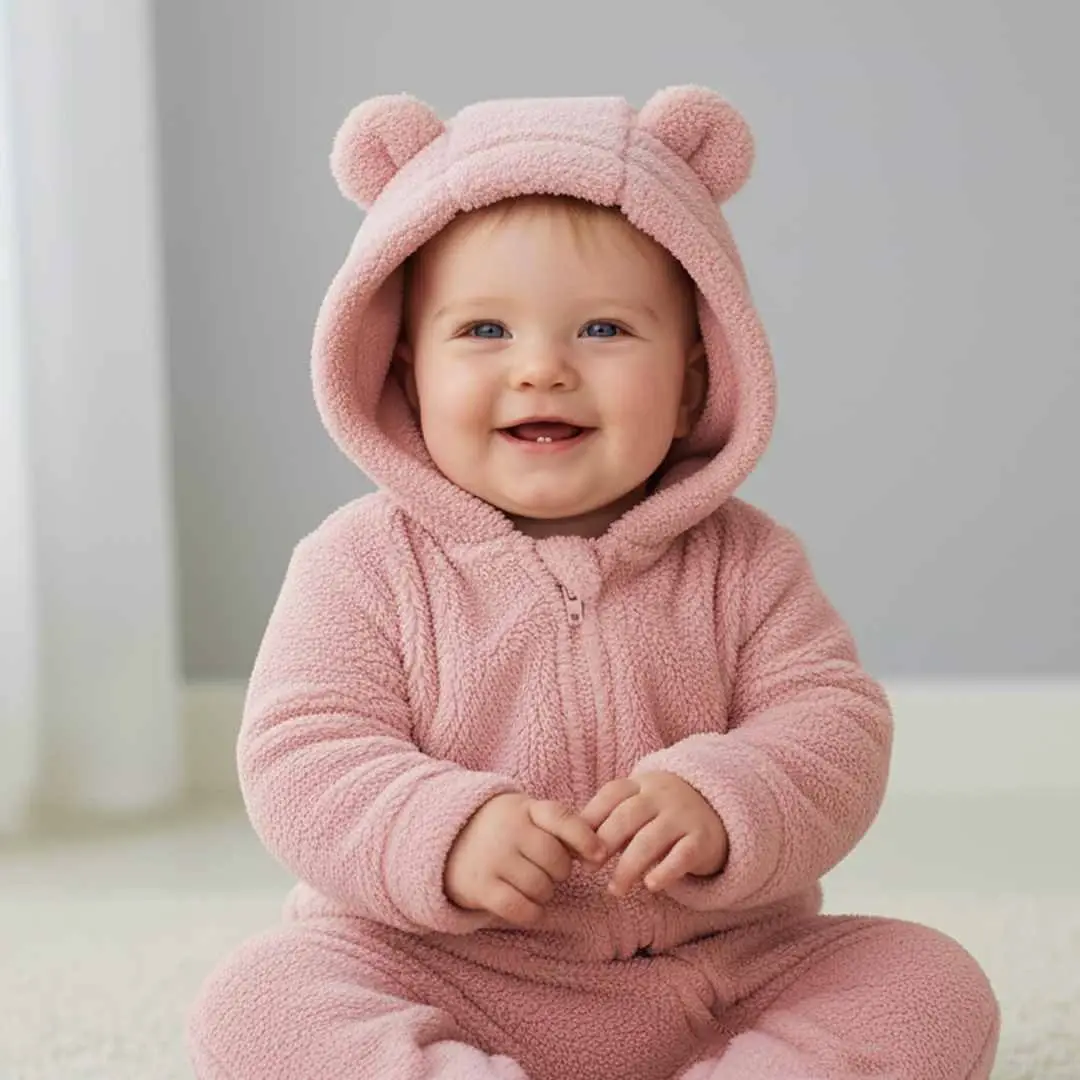 Плюшевый комбинезон Baby series однотонный с ушками Розовый