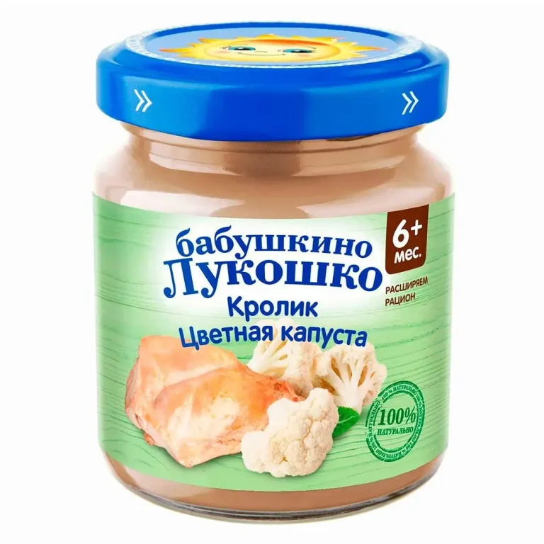 Пюре Бабушкино лукошко кролик-цветная капуста 100г с 6мес+