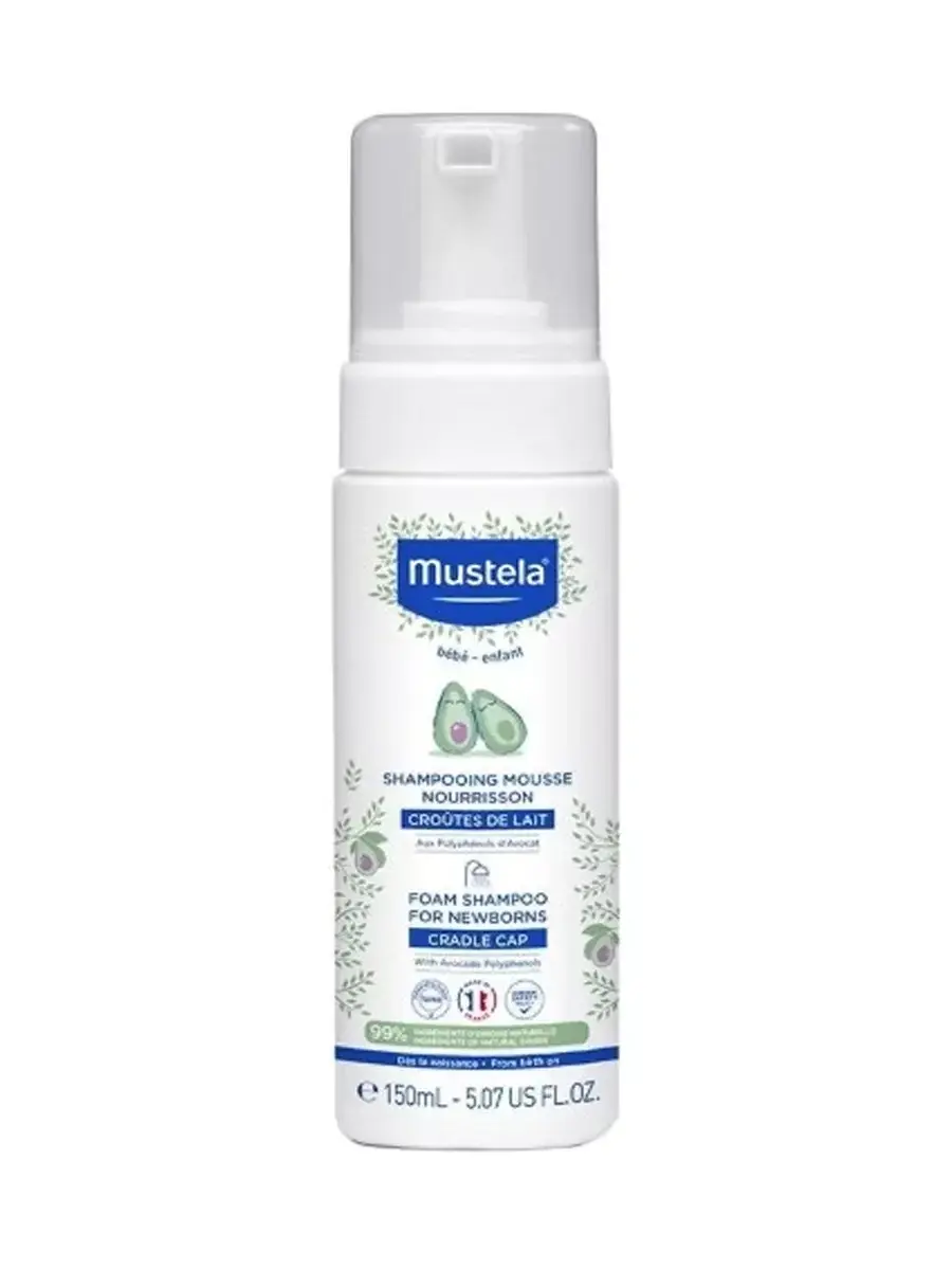 Пенка-шампунь Mustela для новорожденных от “молочных корочек”,150 мл