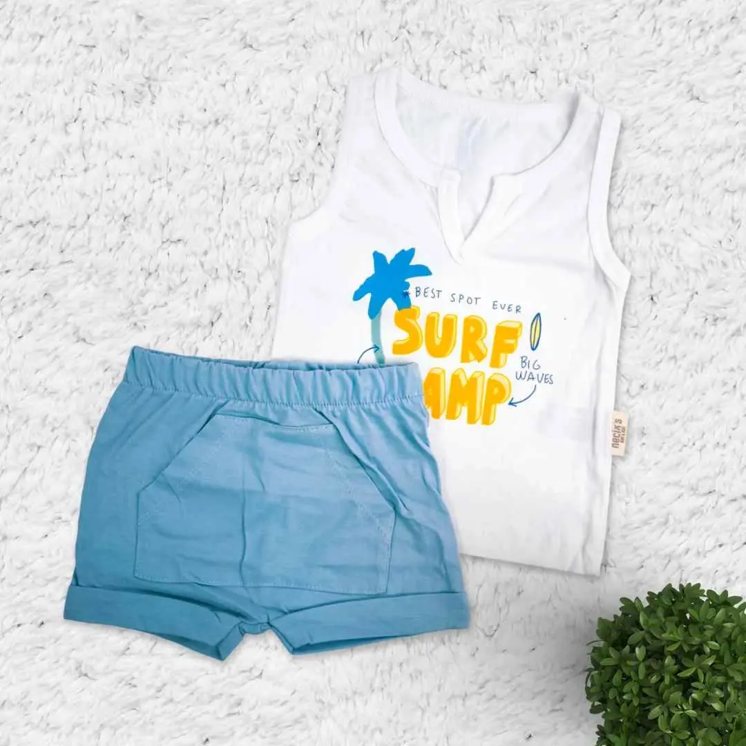 Комплект 2ка Nesix’s Surf camp Майка + шорты Белый