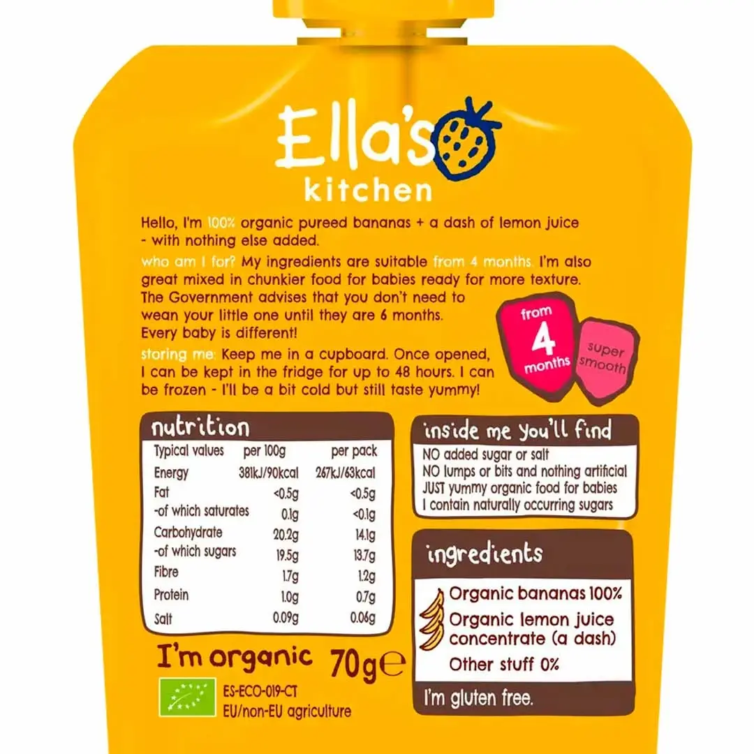 Пюре Ellas Kitchen банан 70 гр 4+ мес