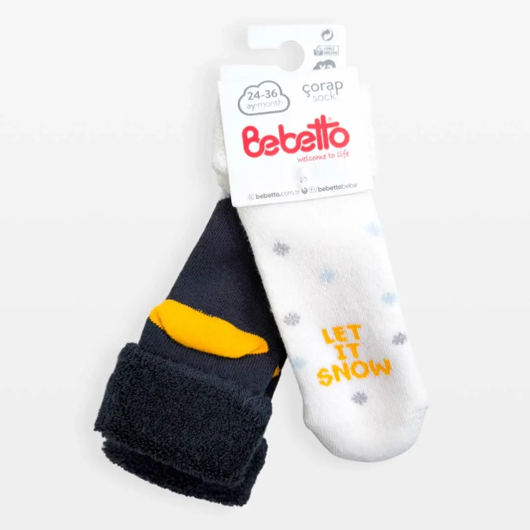 Набор носков Bebetto 2 пары let it snow Белый, Темно-серый