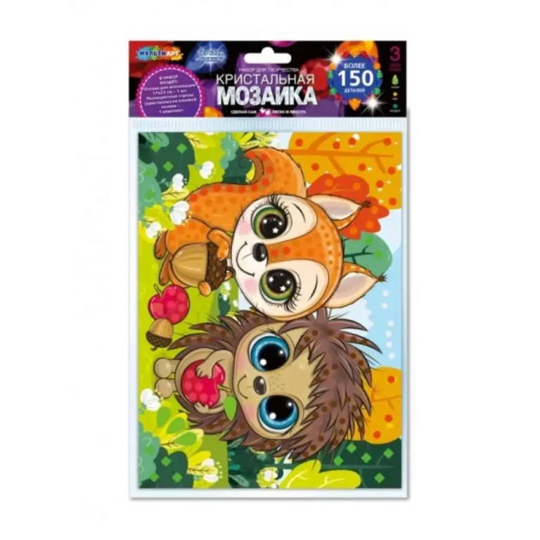 Кристальная мозаика MultiArt лесные зверята 17*23 см