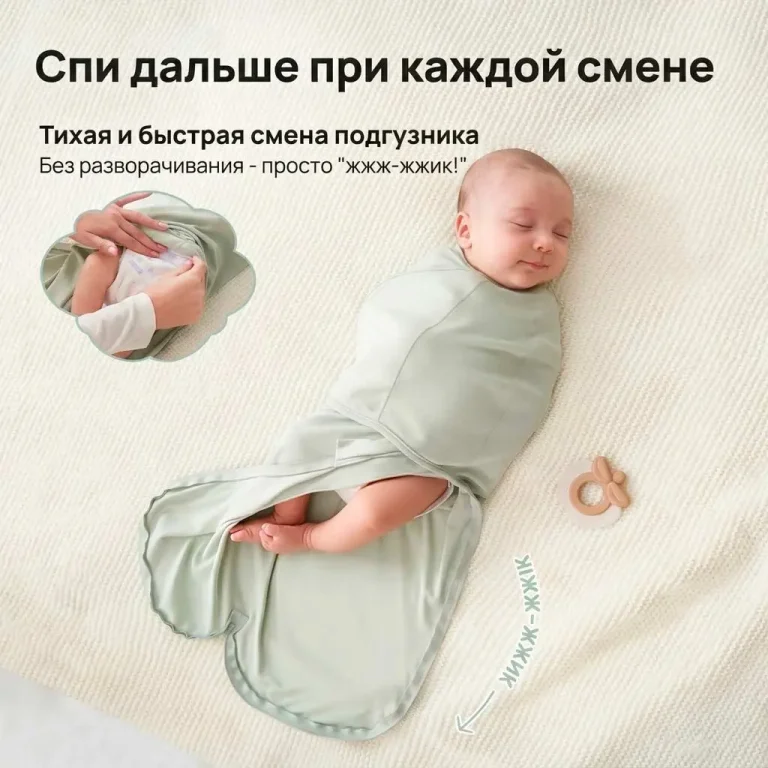 Пеленка кокон Momcozy Swaddle wraps 0-3 мес Girafe&Leaf
