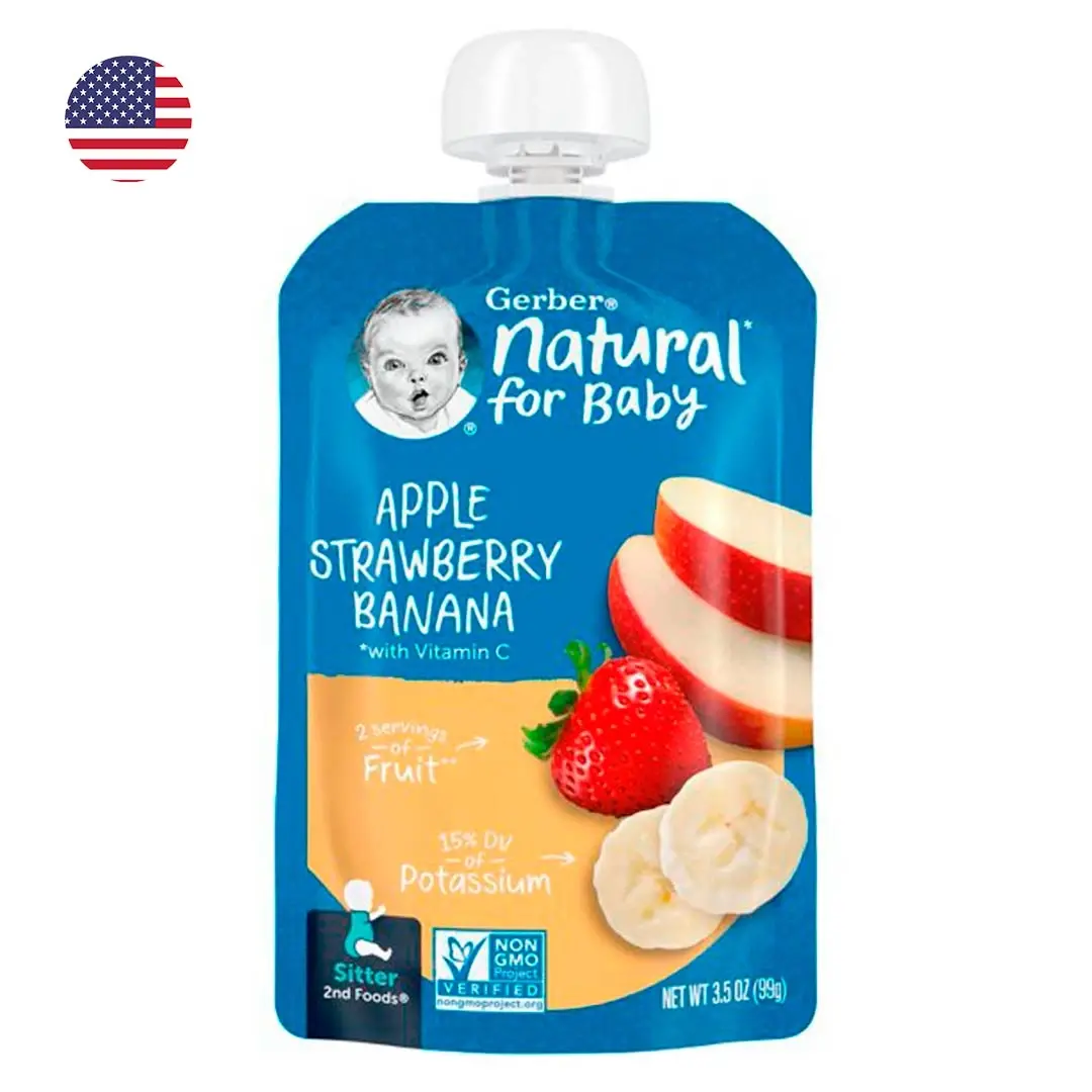 Пюре Gerber Natural for Baby яблоко клубника банан с 6+ мес 99 гр